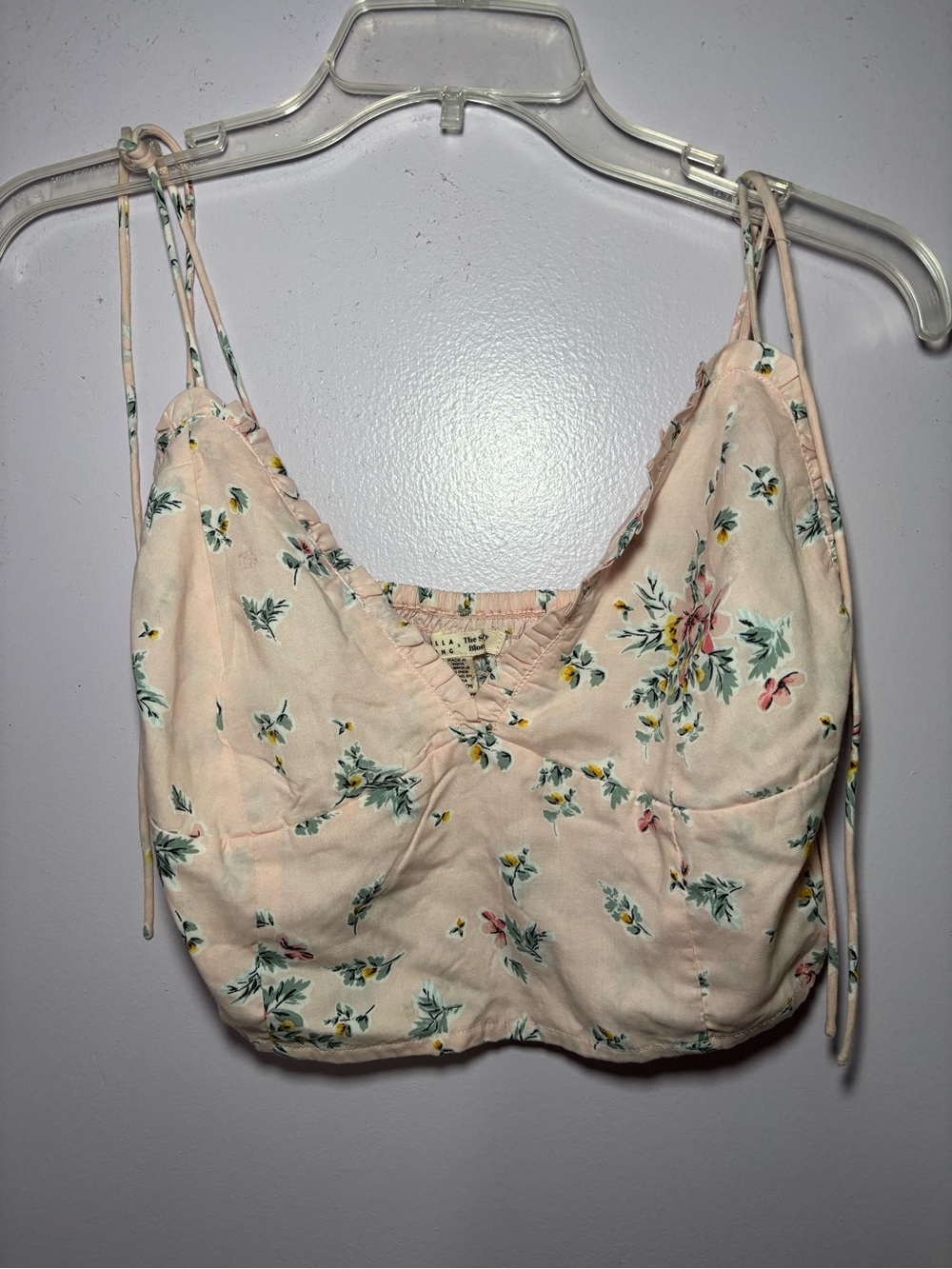 Billabong Pale Pink Floral Spaghetti Strap Crop Top